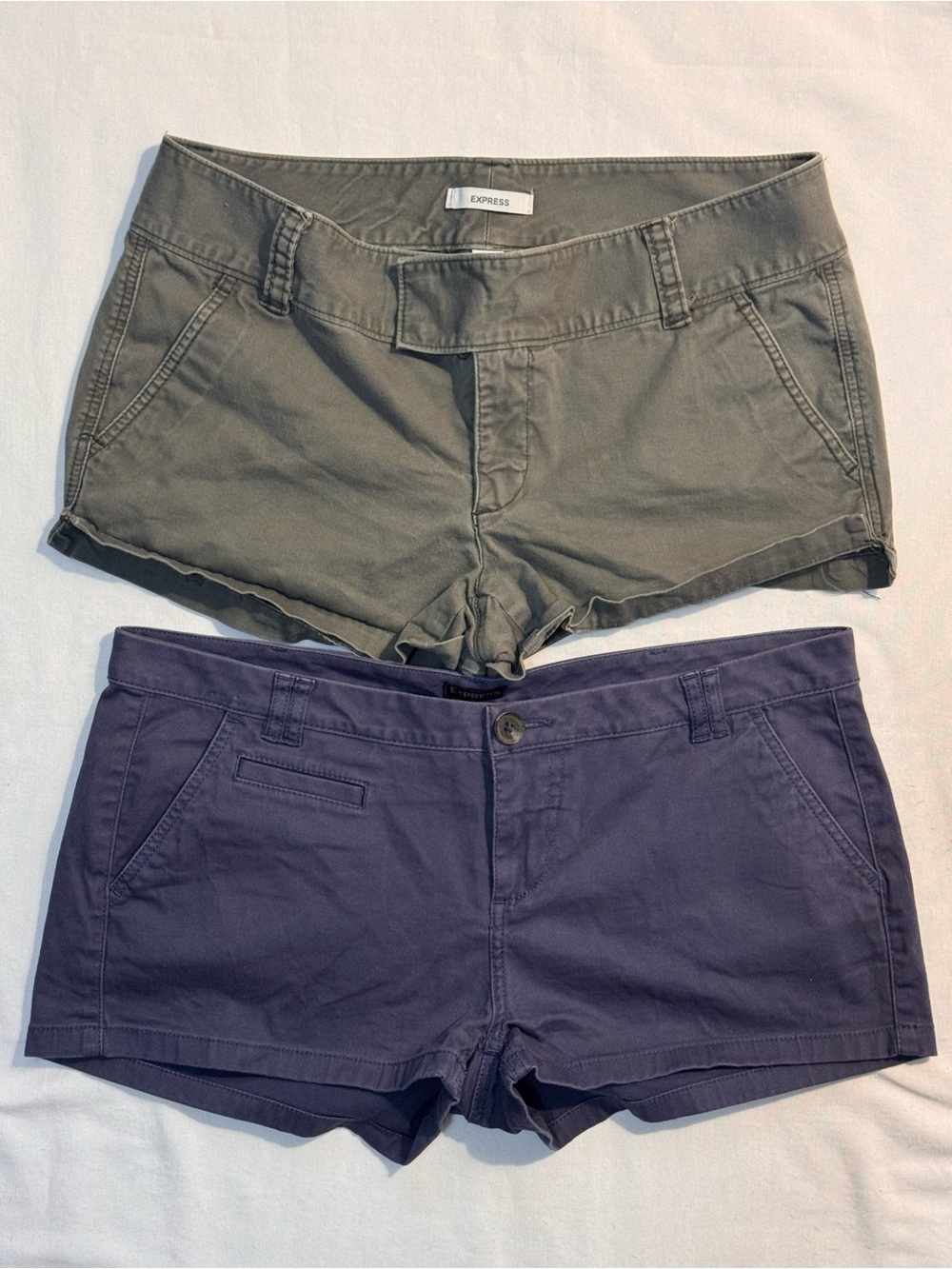 Express Women's Olive & Purple Cotton Shorts Duo